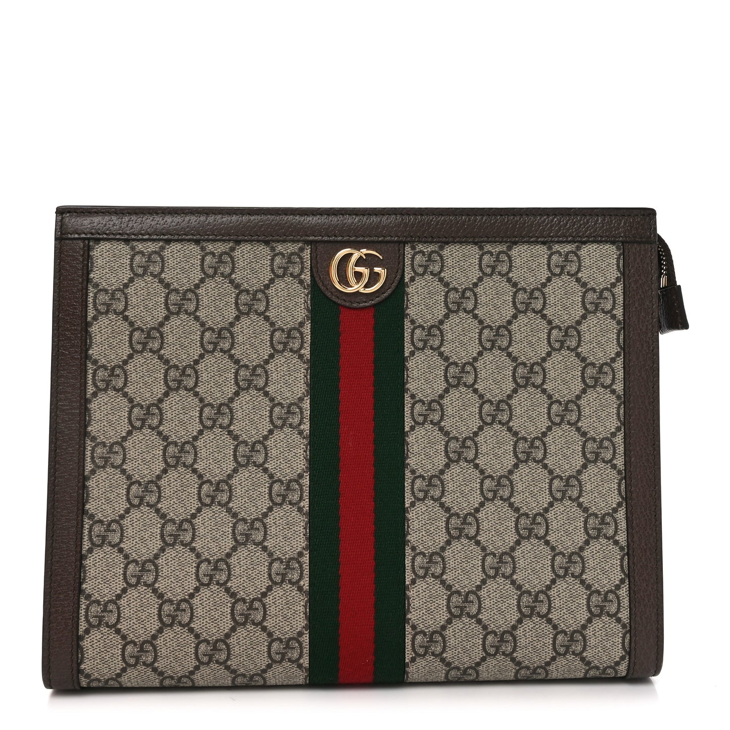 GG Supreme Monogram Web Ophidia Pouch Brown