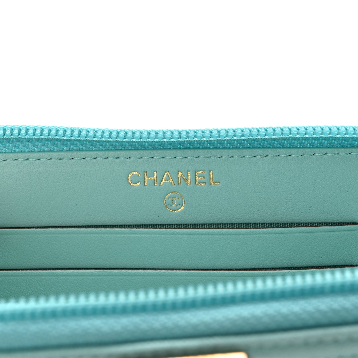 Caviar Quilted Small Boy Zip Around Wallet Light Blue