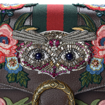 Gucci Calfskin Web Owl Embroidered Medium Dionysus Shoulder Bag New Acero Multicolor 12 of 12