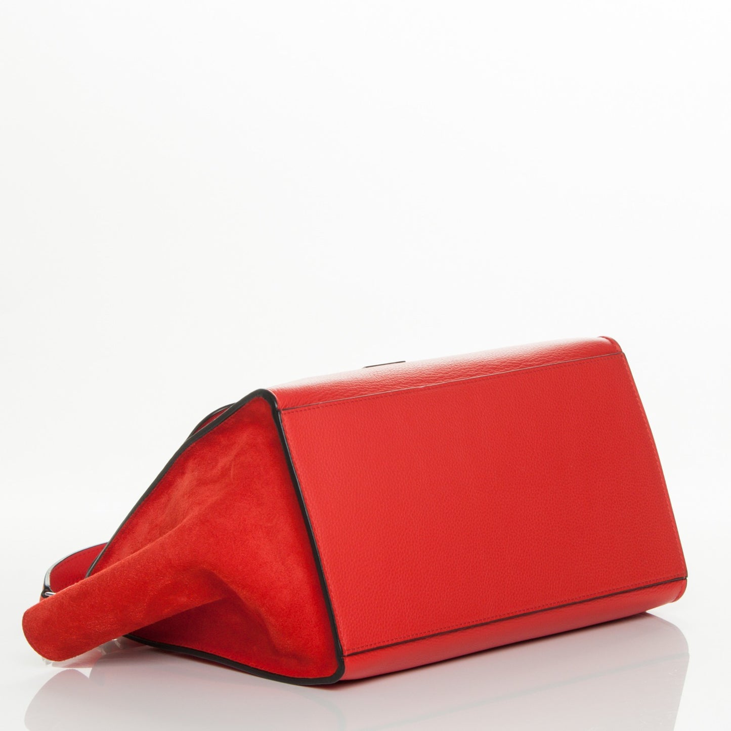 Drummed Calfskin Suede Medium Trapeze Vermillion