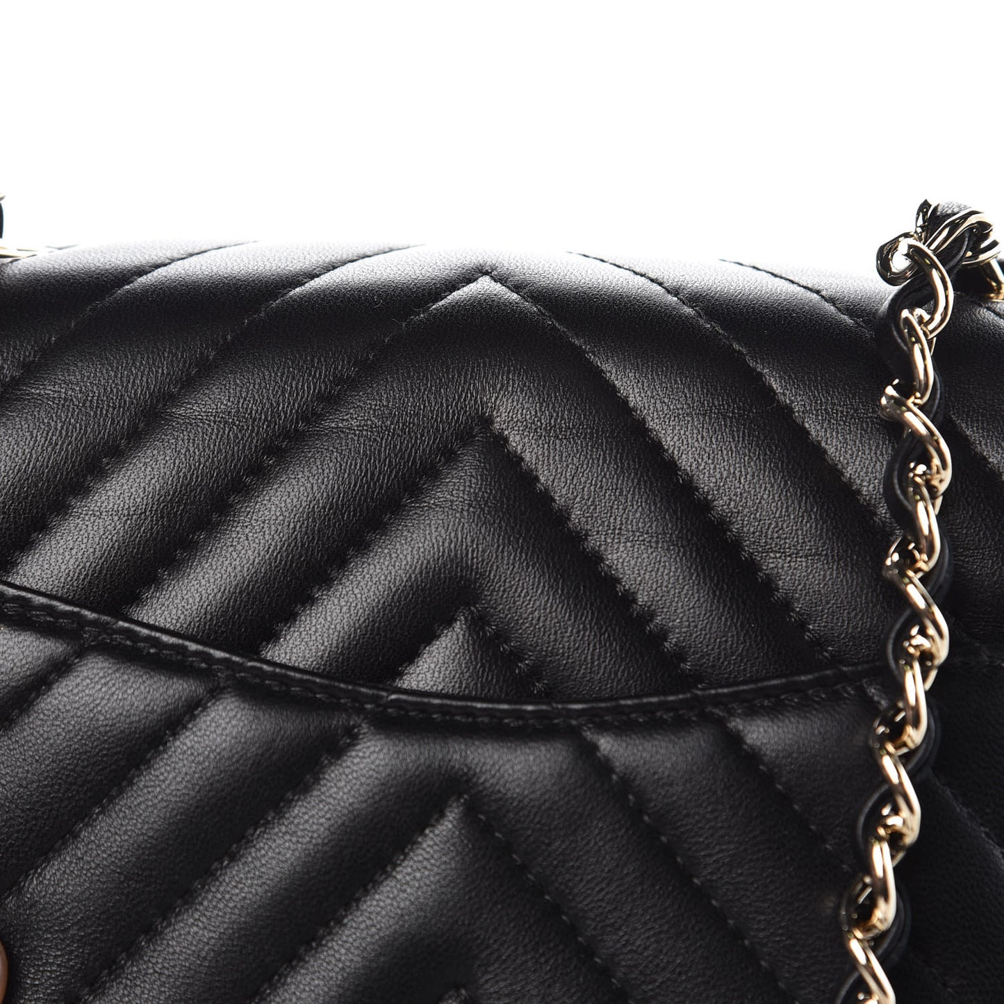 Lambskin Chevron Quilted Mini Square Flap Black