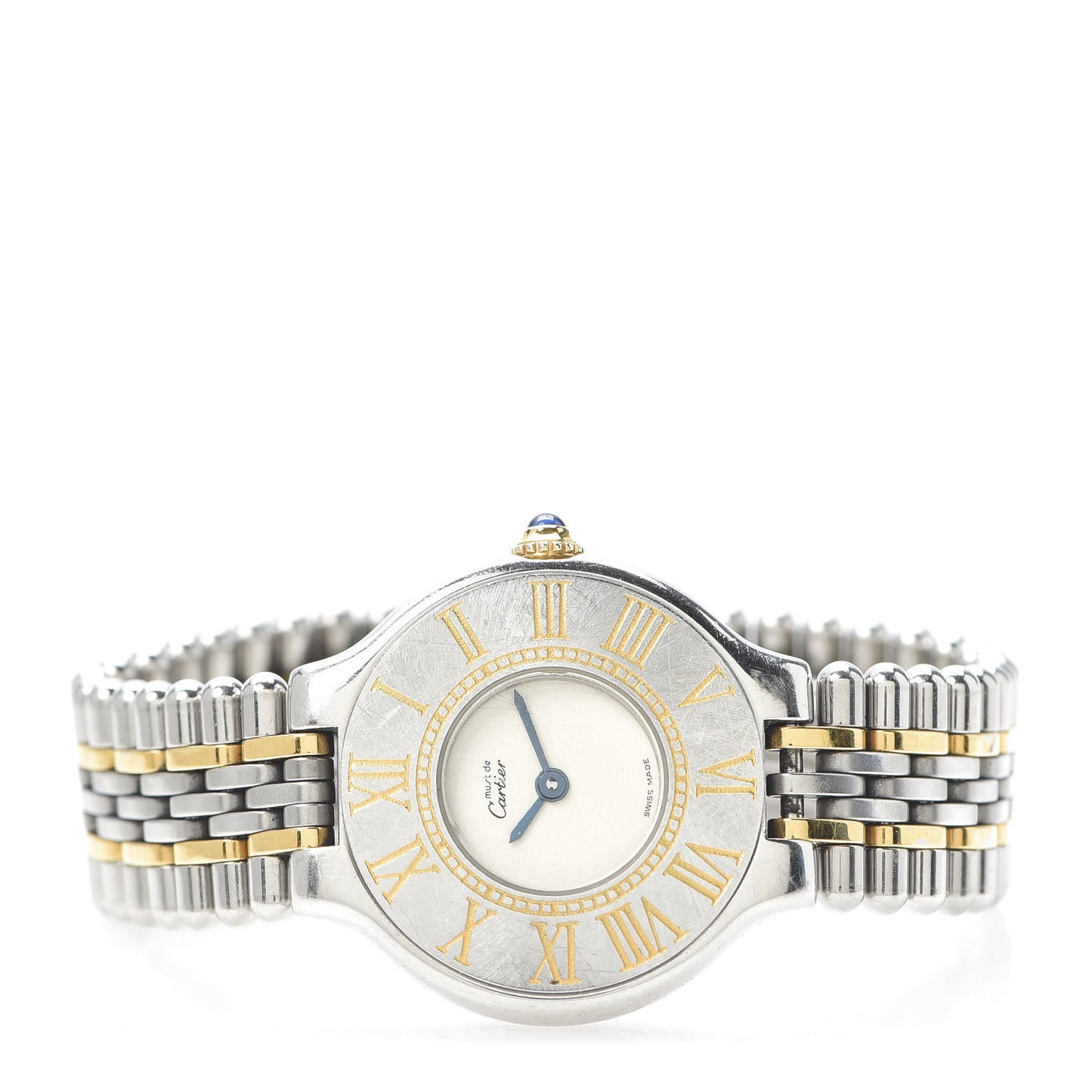 Stainless Steel 18K Yellow Gold 28mm Must De 21 Bullet Link Quartz Watch
