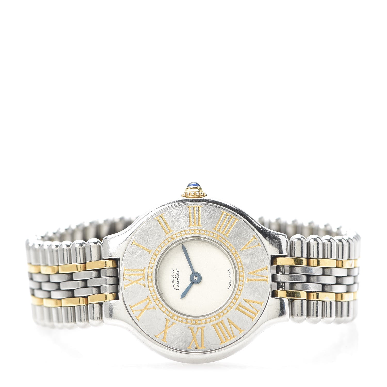Cartier Stainless Steel 18K Yellow Gold 28mm Must De 21 Bullet Link Quartz Watch 3 of 6