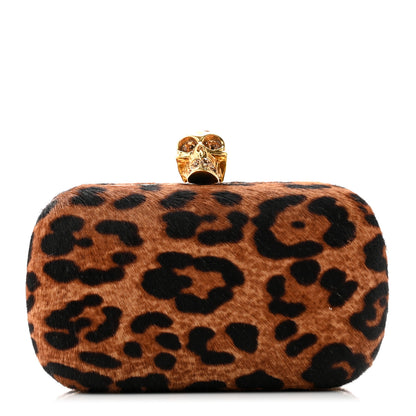 Alexander McQueen Calf Hair Leopard Print Skull Box Clutch 1 of 6