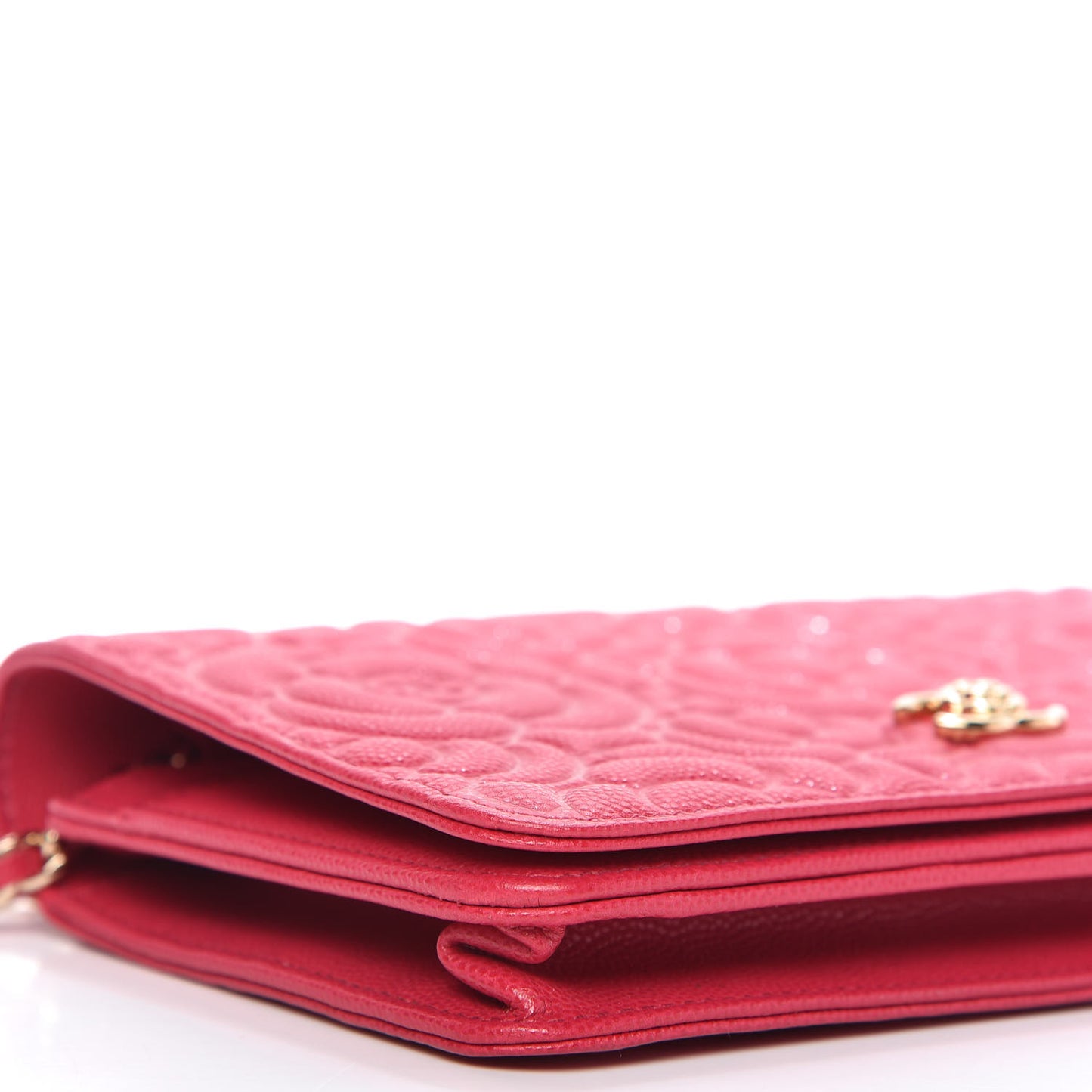 Caviar Camellia Embossed Wallet On Chain WOC Fuschia