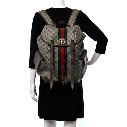 Gucci GG Supreme Monogram Medium Ophidia Double Buckle Backpack Brown 2 of 11