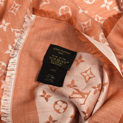 Louis Vuitton Wool Silk Monogram Denim Shawl Piment 3 of 3
