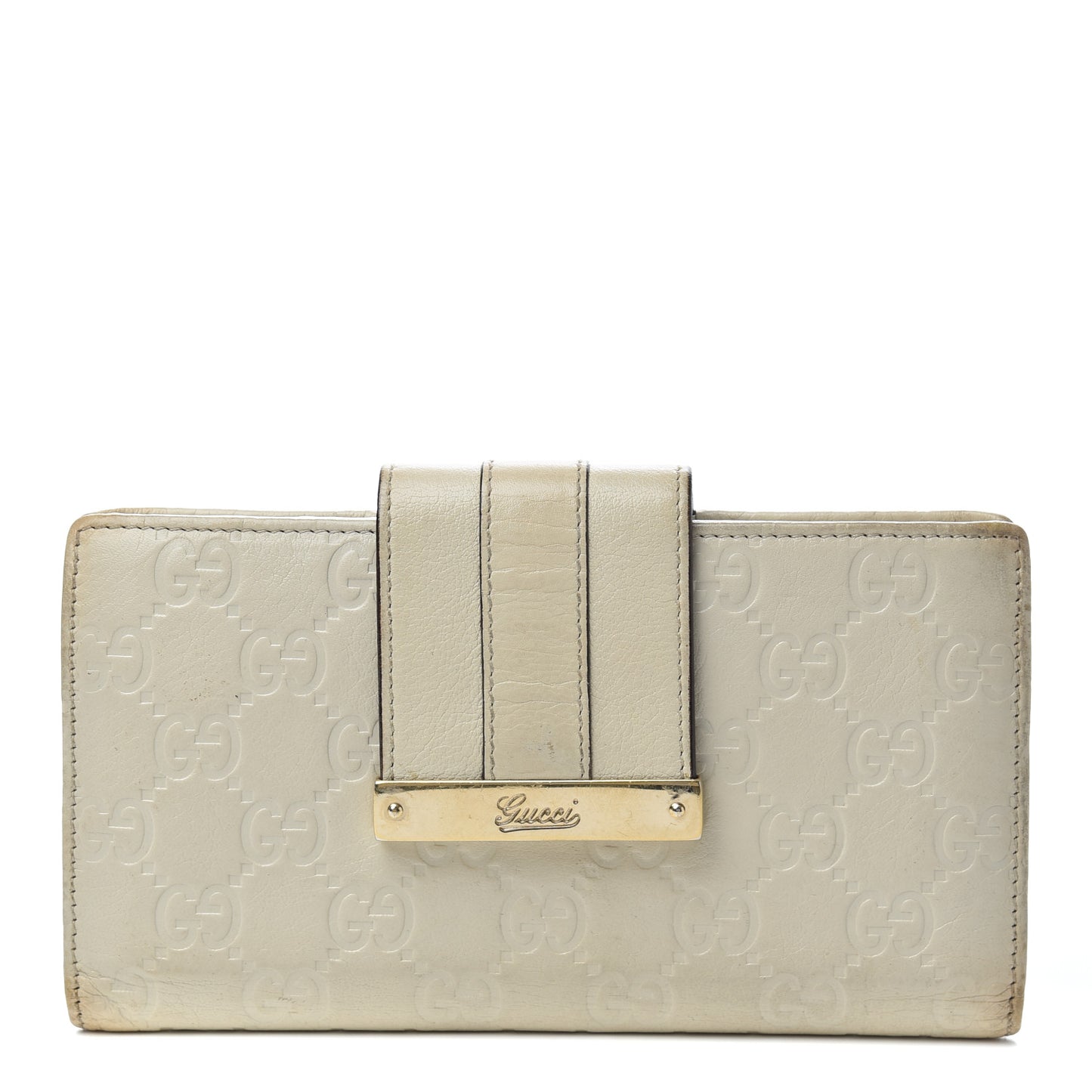 Guccissima Ladies Web Long Wallet Off White