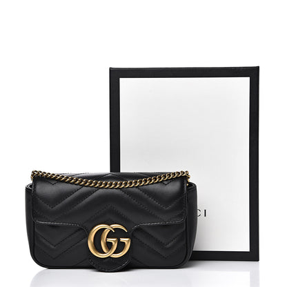 Gucci Calfskin Matelasse Super Mini GG Marmont Shoulder Bag Black 13 of 13