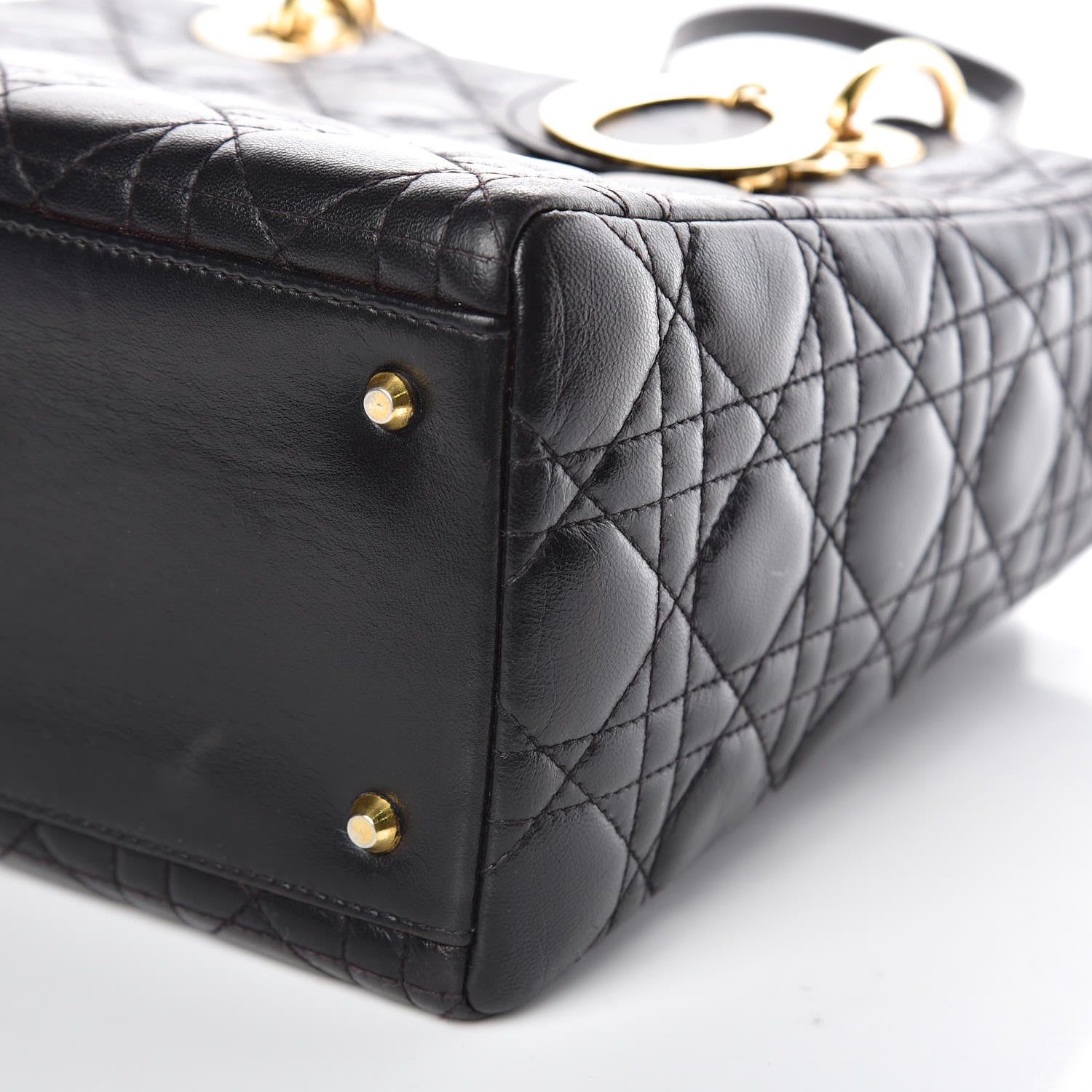 Christian Dior Lambskin Cannage Medium Lady Dior Black 10 of 17