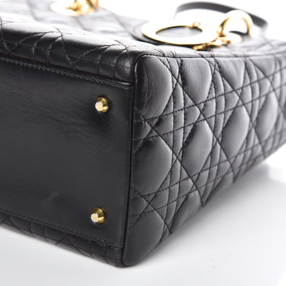 Christian Dior Lambskin Cannage Medium Lady Dior Black 10 of 17