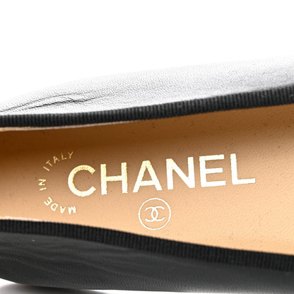 Chanel Lambskin Patent CC Cap Toe Ballerina Flats 38 Black 7 of 9