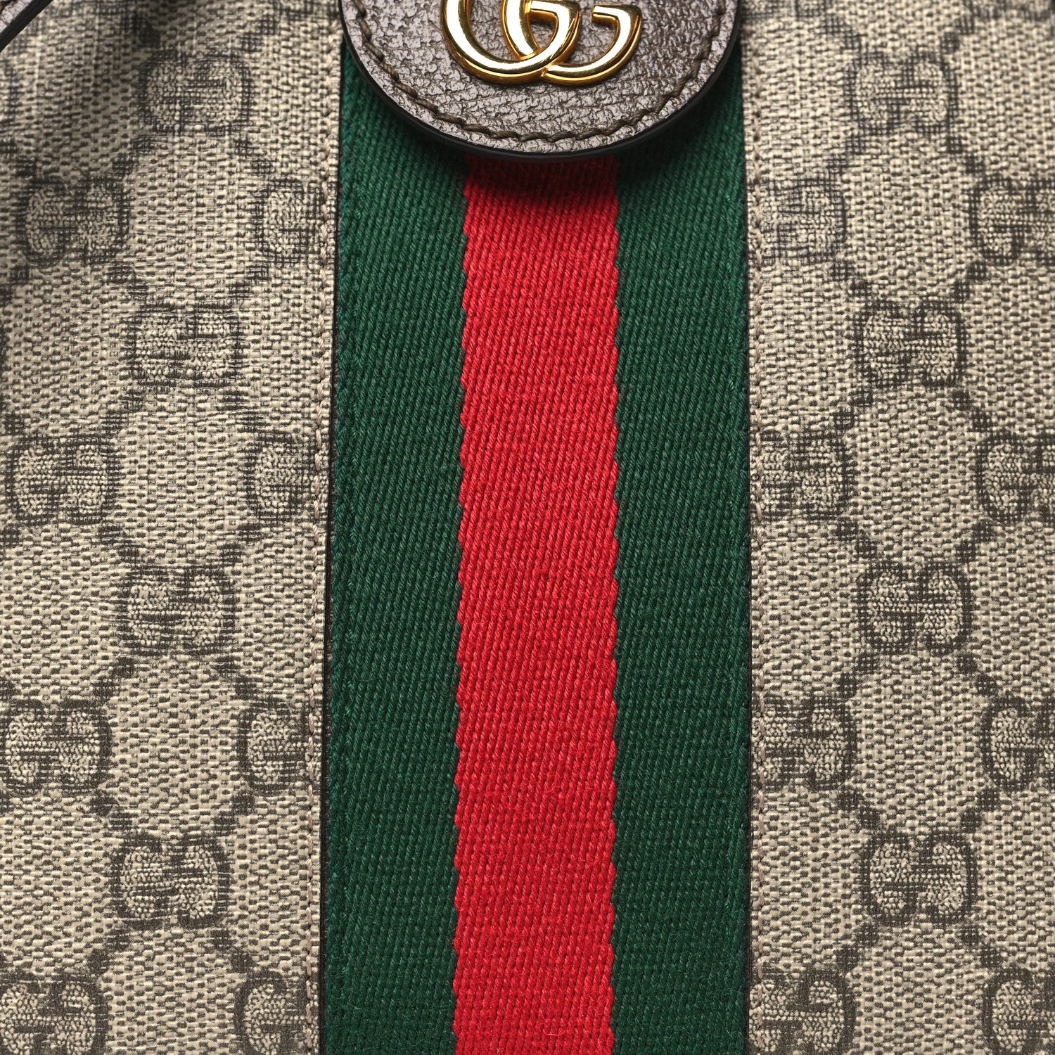 Gucci GG Supreme Monogram Textured Dollar Calfskin Web Small Ophidia Dome Shoulder Bag Beige Ebony New Acero 8 of 10