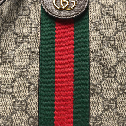Gucci GG Supreme Monogram Textured Dollar Calfskin Web Small Ophidia Dome Shoulder Bag Beige Ebony New Acero 8 of 10