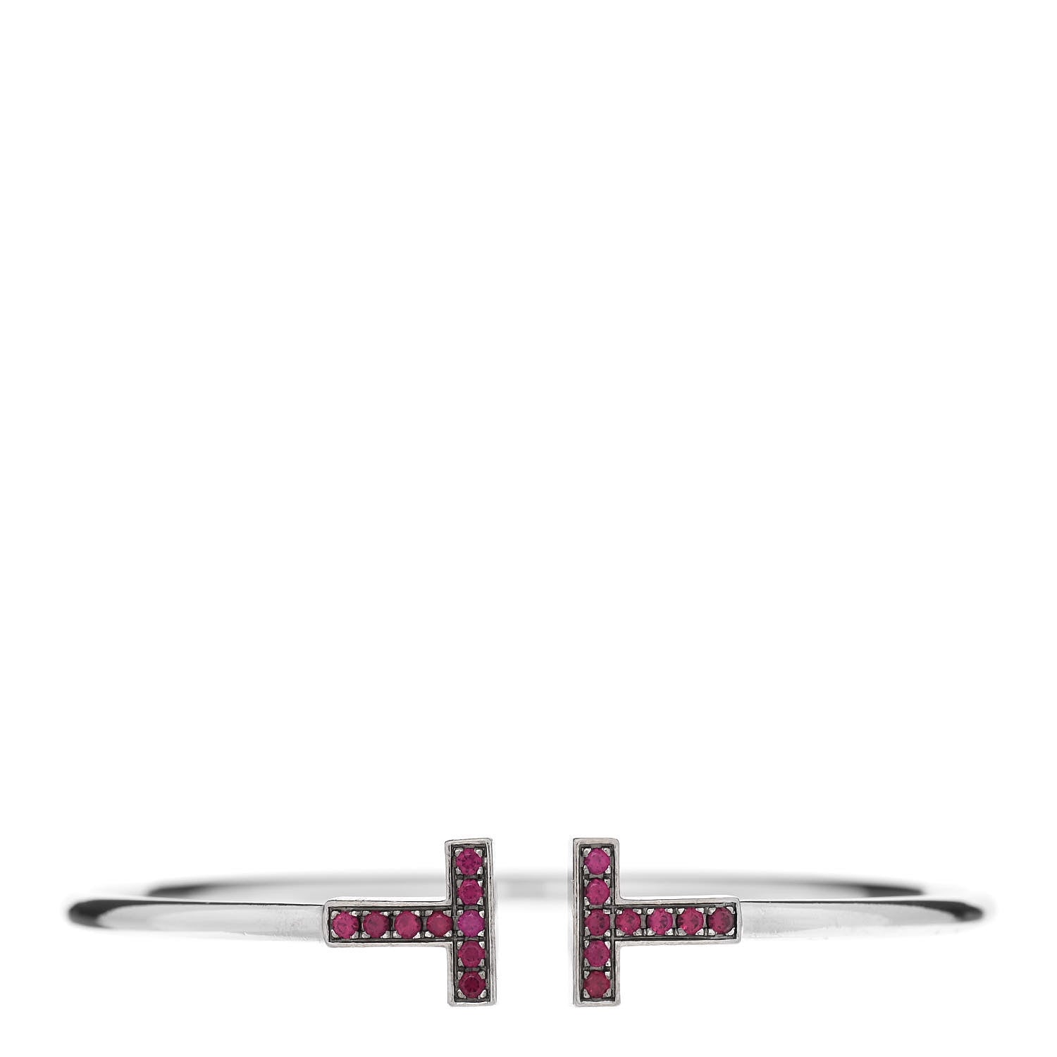 Tiffany 18K White Gold Ruby T Wire Bracelet 1 of 4