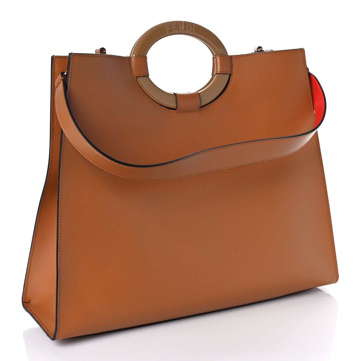 Vitello Liberty Plexiglass Stamp Patch Perforated Medium Runaway Shopper Tote Nocciola