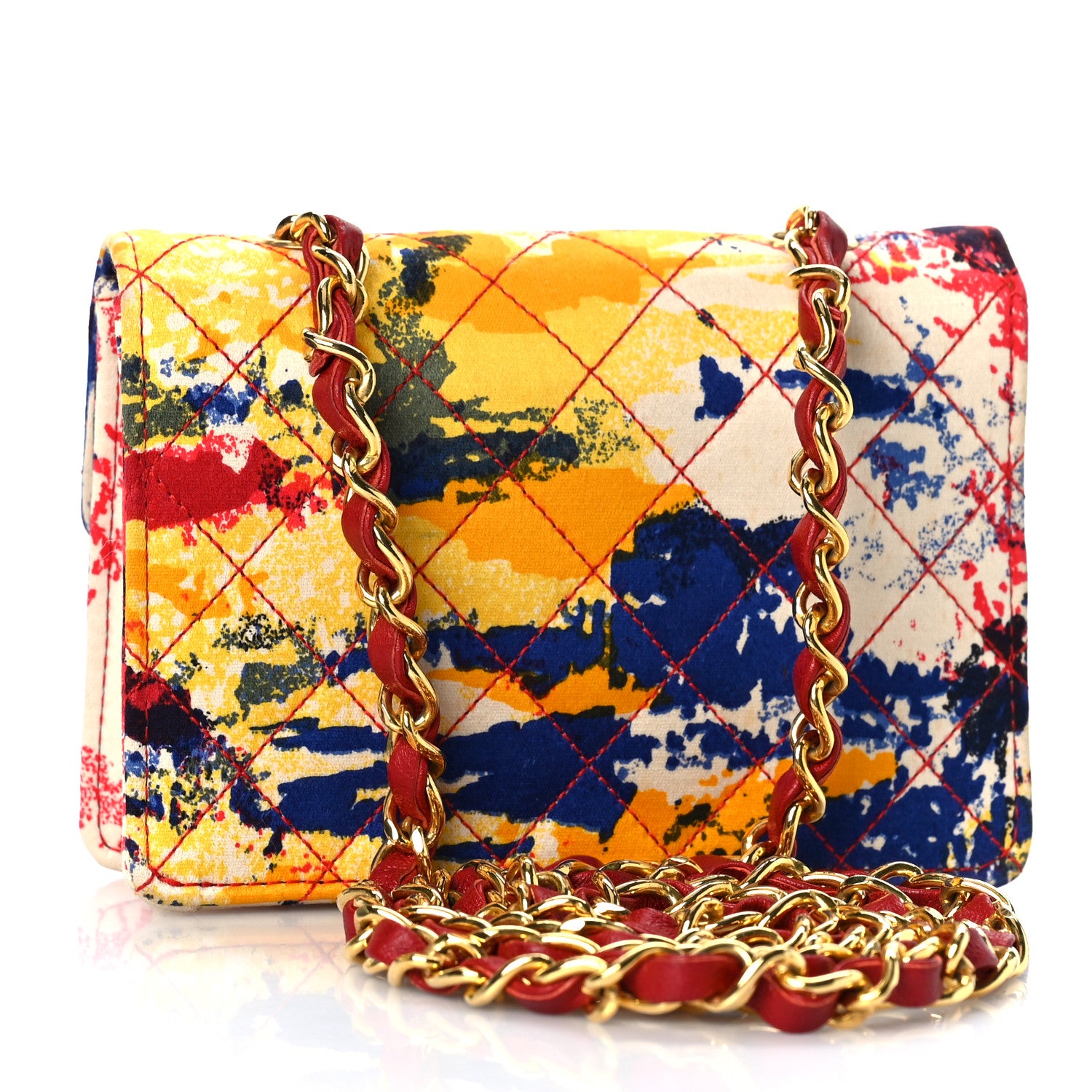 Chanel Satin Printed Watercolor Micro Flap Multicolor 2 of 8