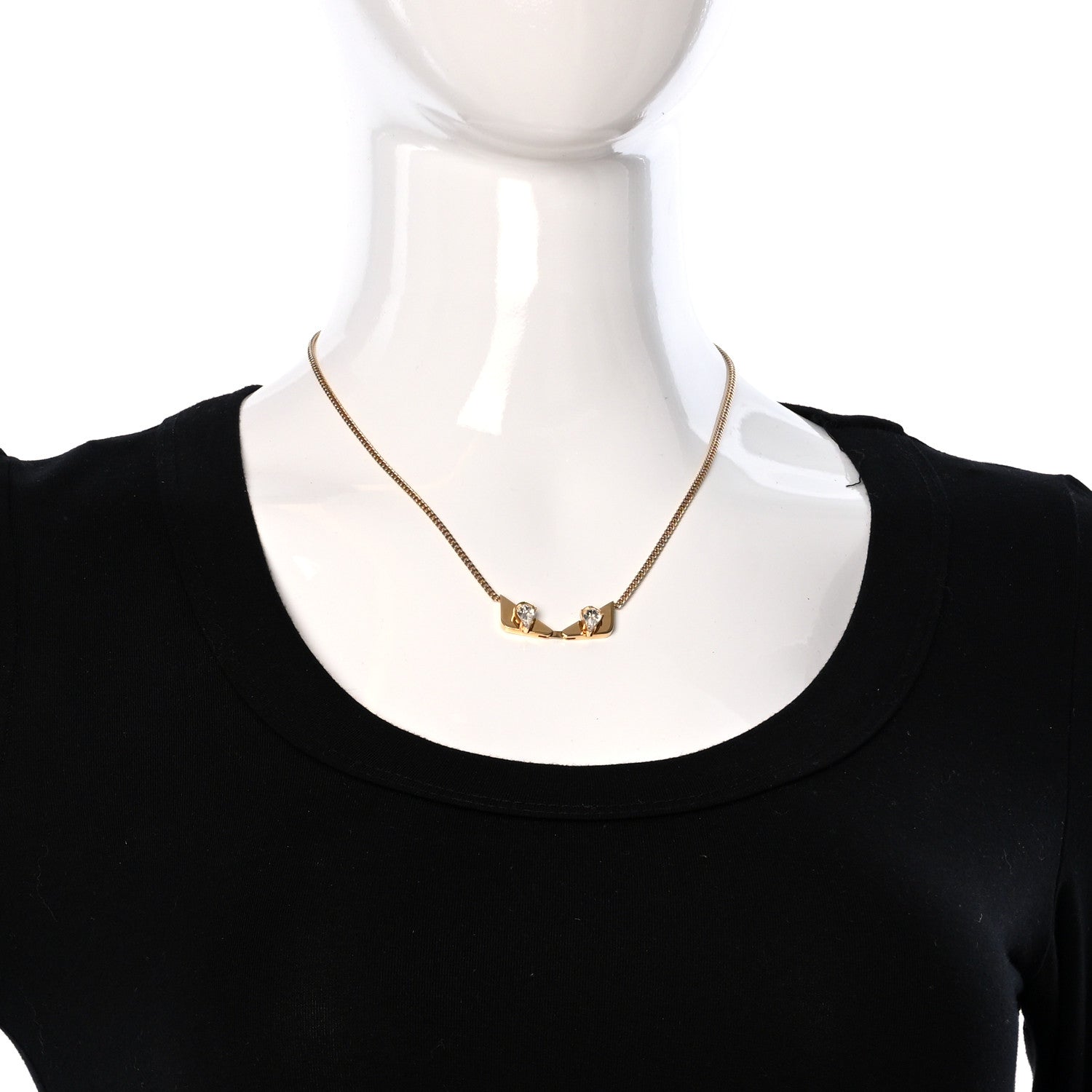 Fendi Metal Monster Eye Necklace Gold 3 of 4