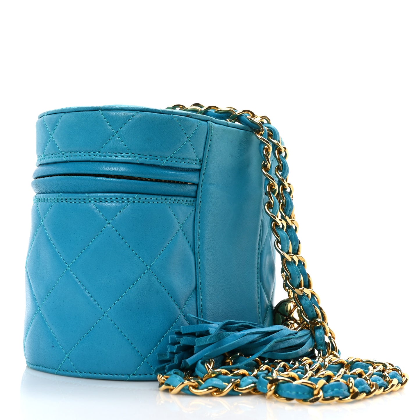 Lambskin Quilted Tassel Chain Bag Blue