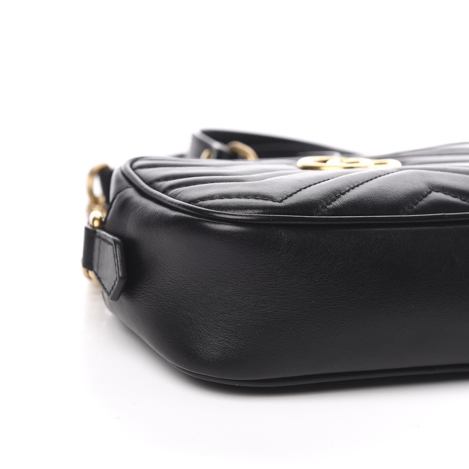 Gucci Calfskin Matelasse Mini GG Marmont Chain Shoulder Bag Black 9 of 12