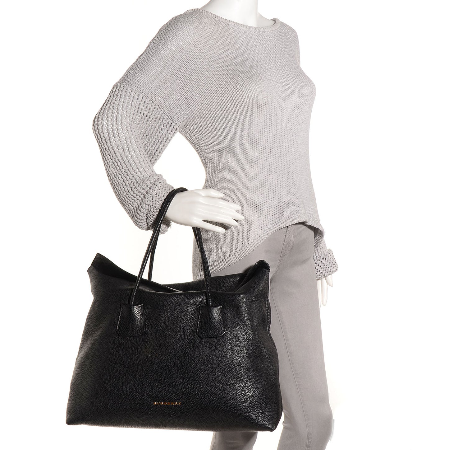 London Grainy Calfskin Medium Baynard Tote Black