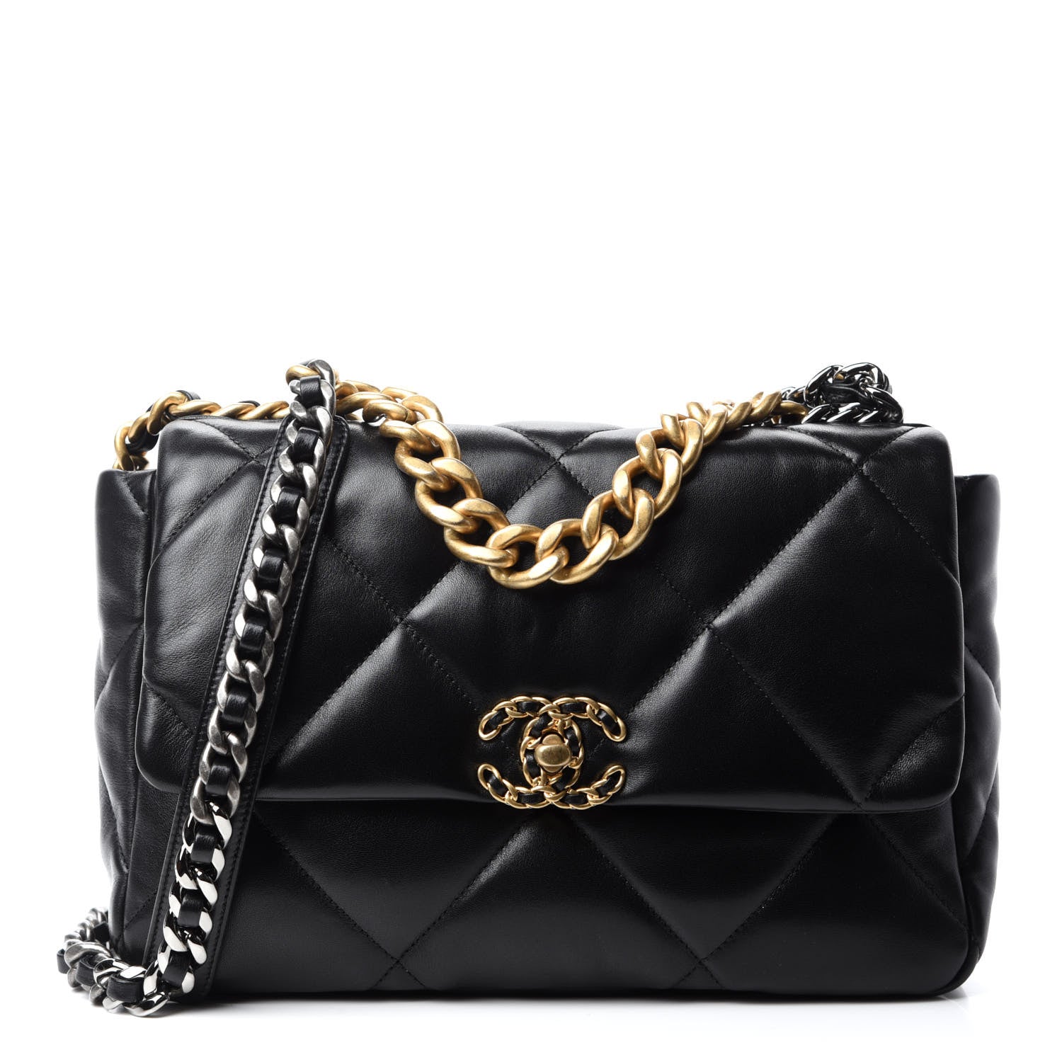 Chanel Lambskin Quilted Large Chanel 19 Flap Black 1 of 10