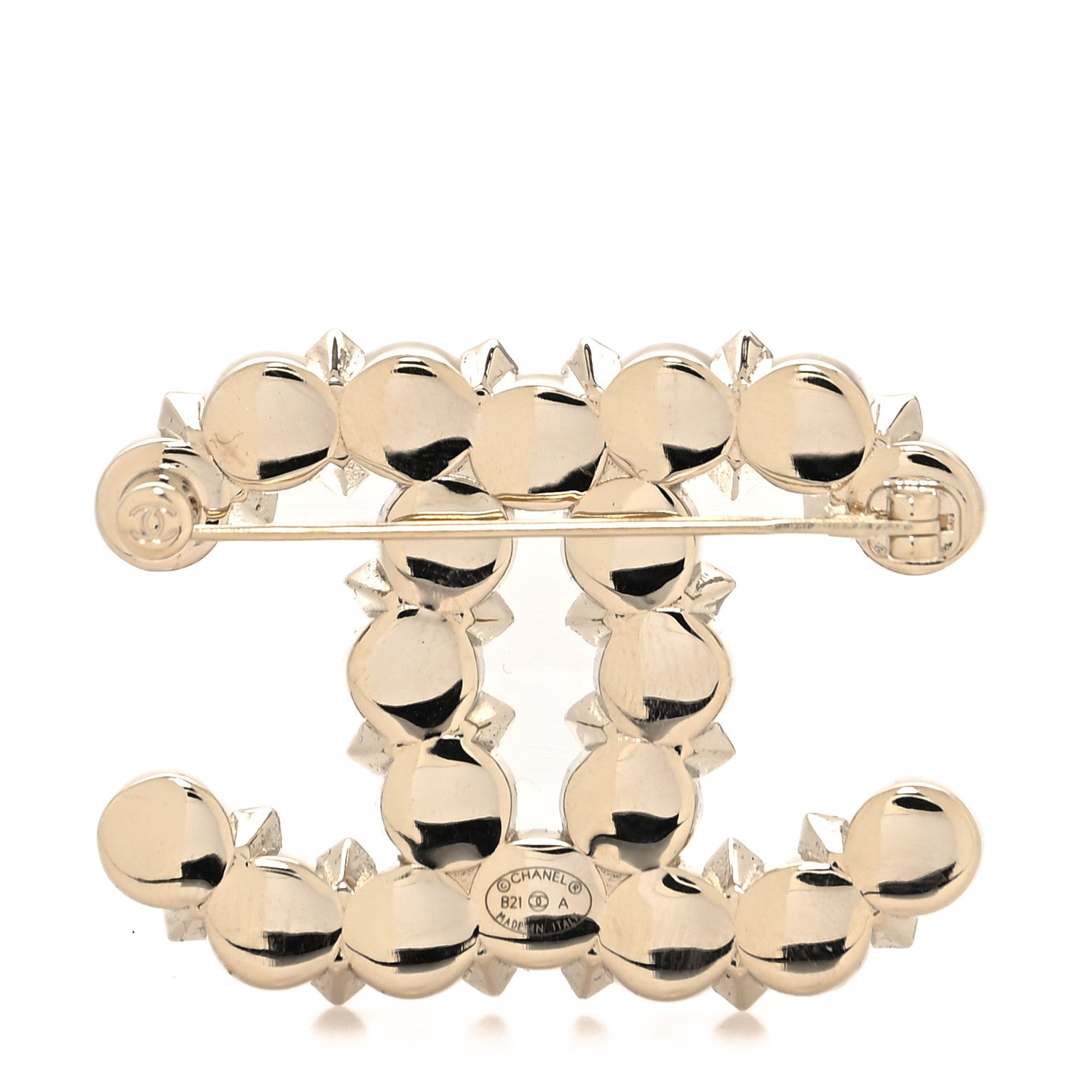 Chanel Pearl Crystal CC Brooch Gold 3 of 4