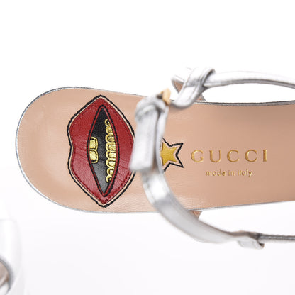 Gucci Nappa Silk Angel T-Strap Platform High Heel Sandals 39 Argento 6 of 12