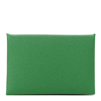 Hermes Epsom Calvi Card Case Vert Vertigo 1 of 8