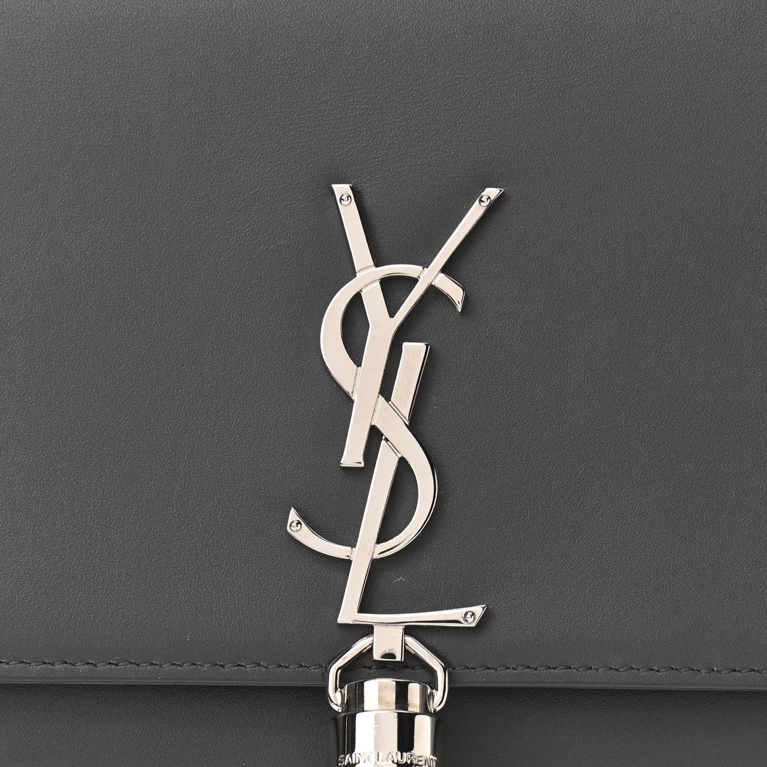 Saint Laurent Smooth Calfskin Classic Monogram Kate Tassel Chain Wallet Asphalt 7 of 9