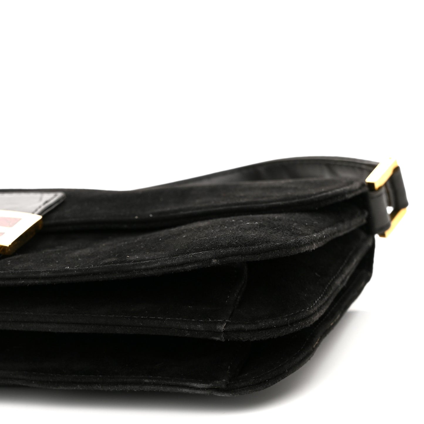 Suede Calfskin Baguette Black