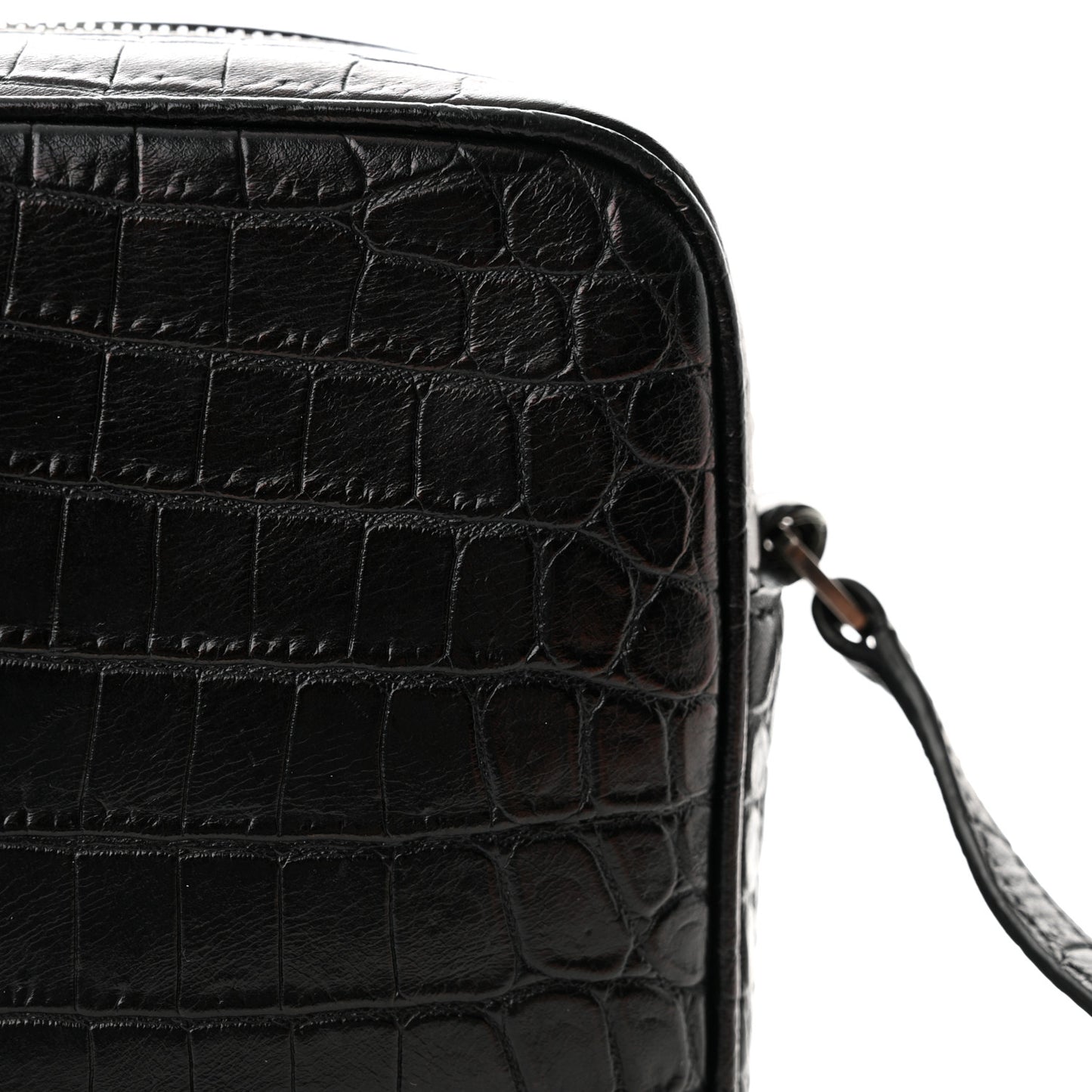 Calfskin Crocodile Embossed Monogram Lou Camera Bag Black