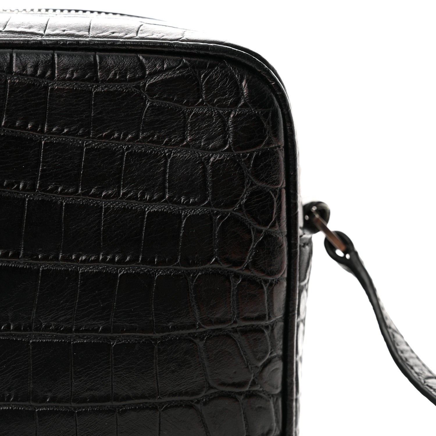 Saint Laurent Calfskin Crocodile Embossed Monogram Lou Camera Bag Black 15 of 18