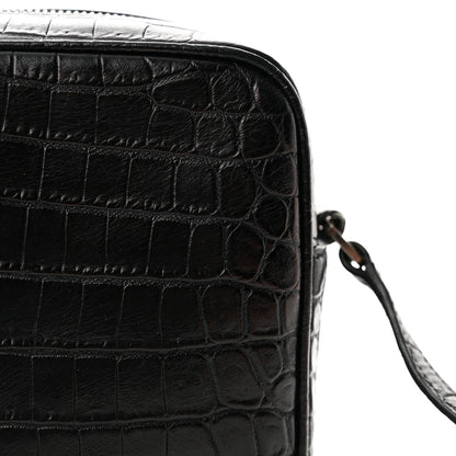 Saint Laurent Calfskin Crocodile Embossed Monogram Lou Camera Bag Black 15 of 18