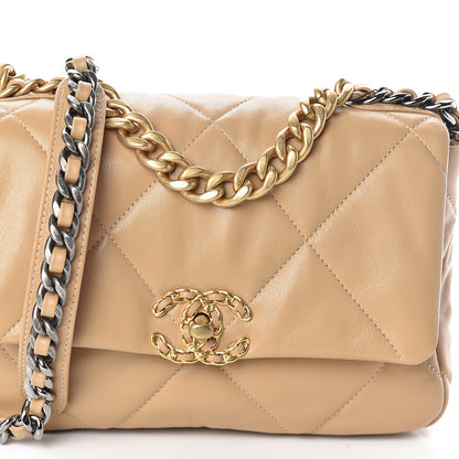 Chanel Lambskin Quilted Medium 19 Flap Dark Beige 7 of 9