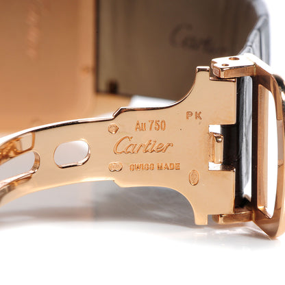 Cartier 18K Pink Gold Alligator Diamond Bezel 30mm Santos Dumont Quartz Watch 3 of 9