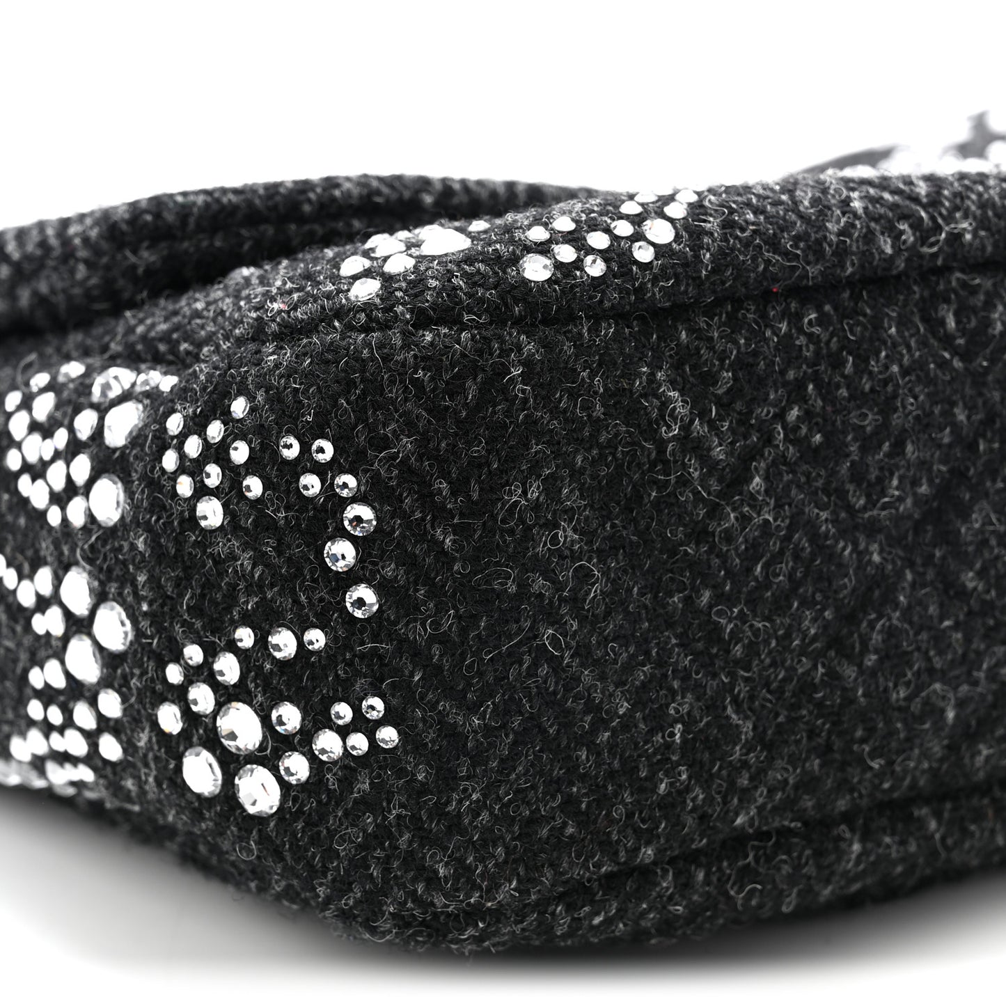 Tweed Swarovski Crystal Leopard Jumbo Flap  Black