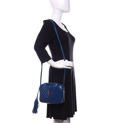 Saint Laurent Calfskin Matelasse Monogram Lou Camera Bag Blue 2 of 9