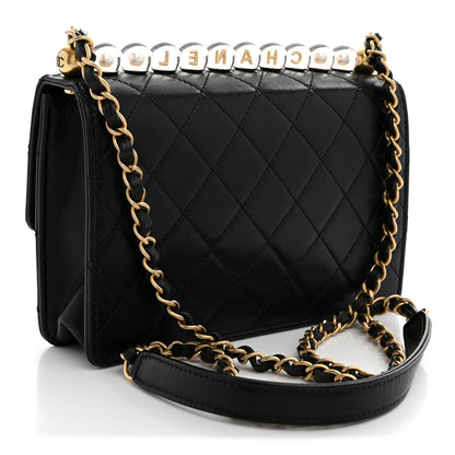 Chanel Goatskin Quilted Logo Small Chic Flap Black 3 of 10