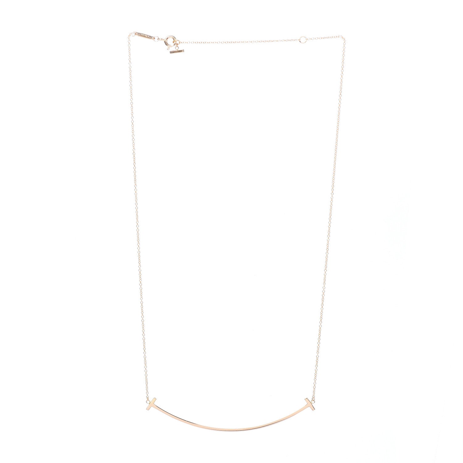 Tiffany 18K Rose Gold T Smile Pendant Necklace 3 of 4