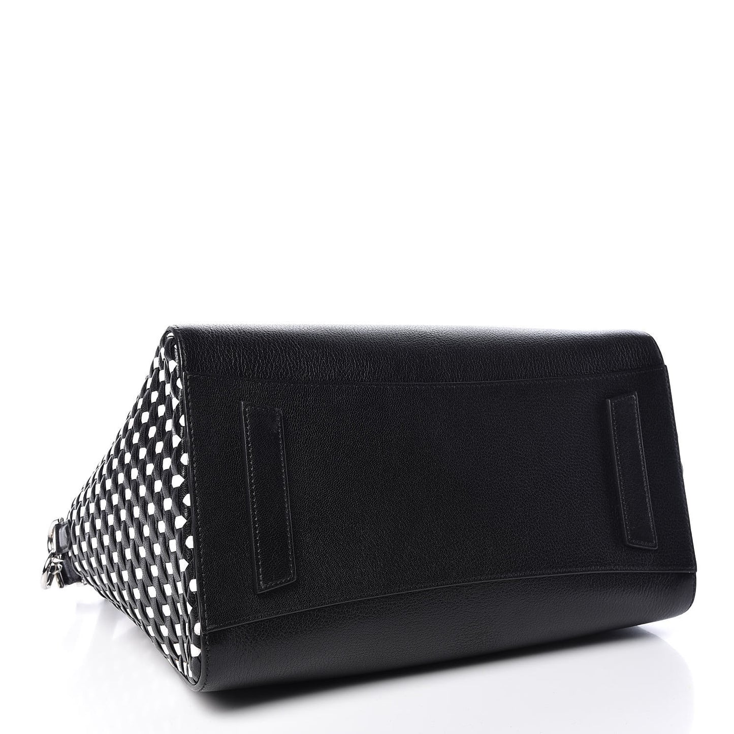 Sugar Goatskin Woven Medium Antigona Black White