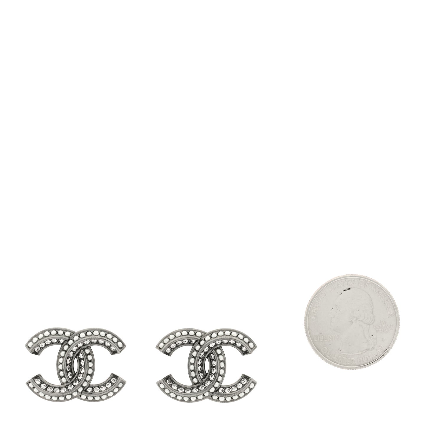 Crystal Pearl Chain Mania CC Earrings Ruthenium