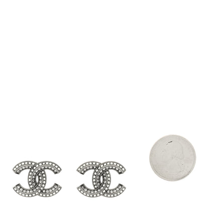 Chanel Crystal Pearl Chain Mania CC Earrings Ruthenium 2 of 4