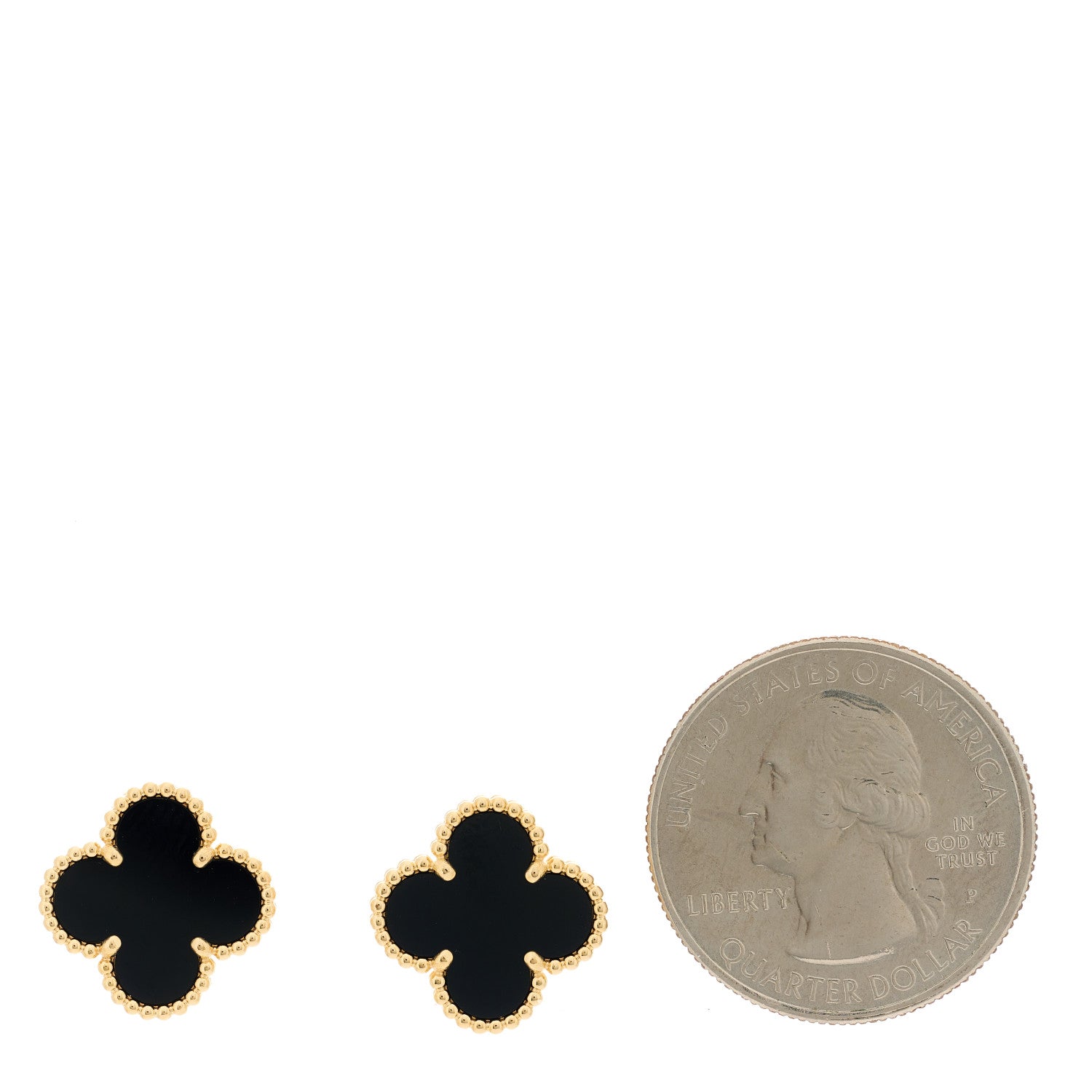 Van Cleef & Arpels 18K Yellow Gold Black Onyx Vintage Alhambra Earrings 2 of 5