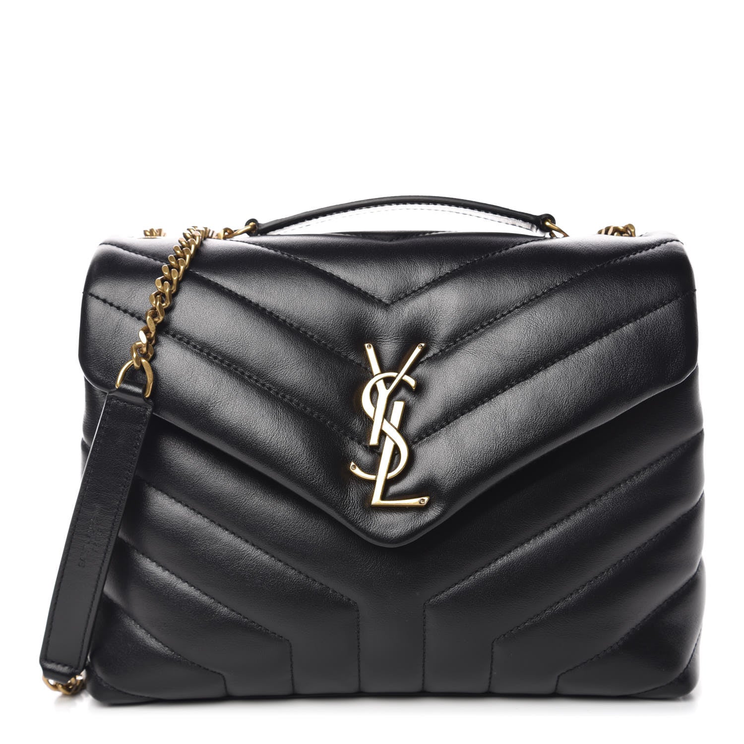 Saint Laurent Calfskin Y Quilted Monogram Small Loulou Chain Satchel Black 1 of 9