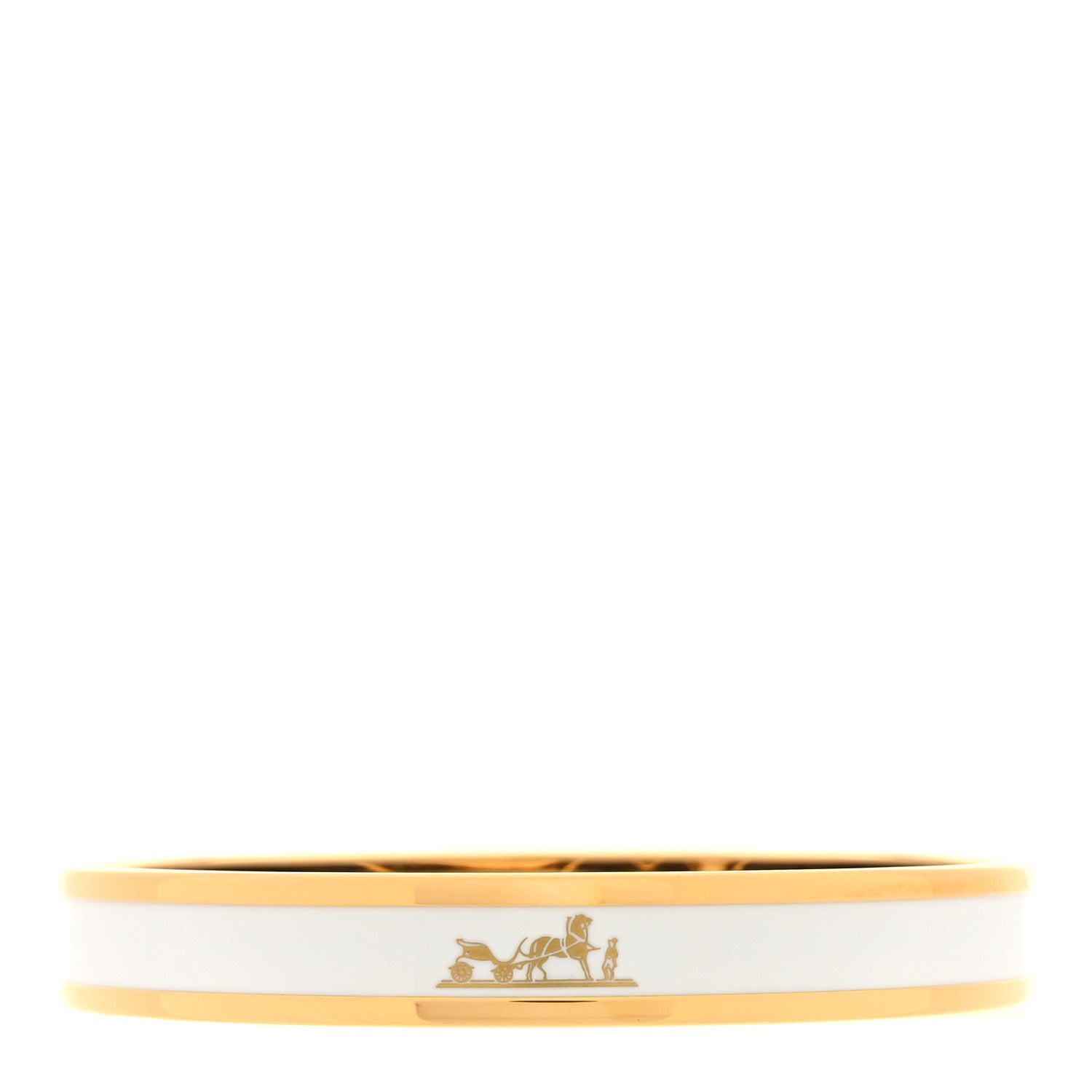 Hermes Enamel Printed Narrow Caleche Bracelet 65 White 1 of 5