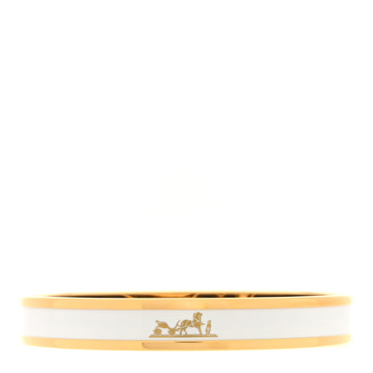 Hermes Enamel Printed Narrow Caleche Bracelet 65 White 1 of 5