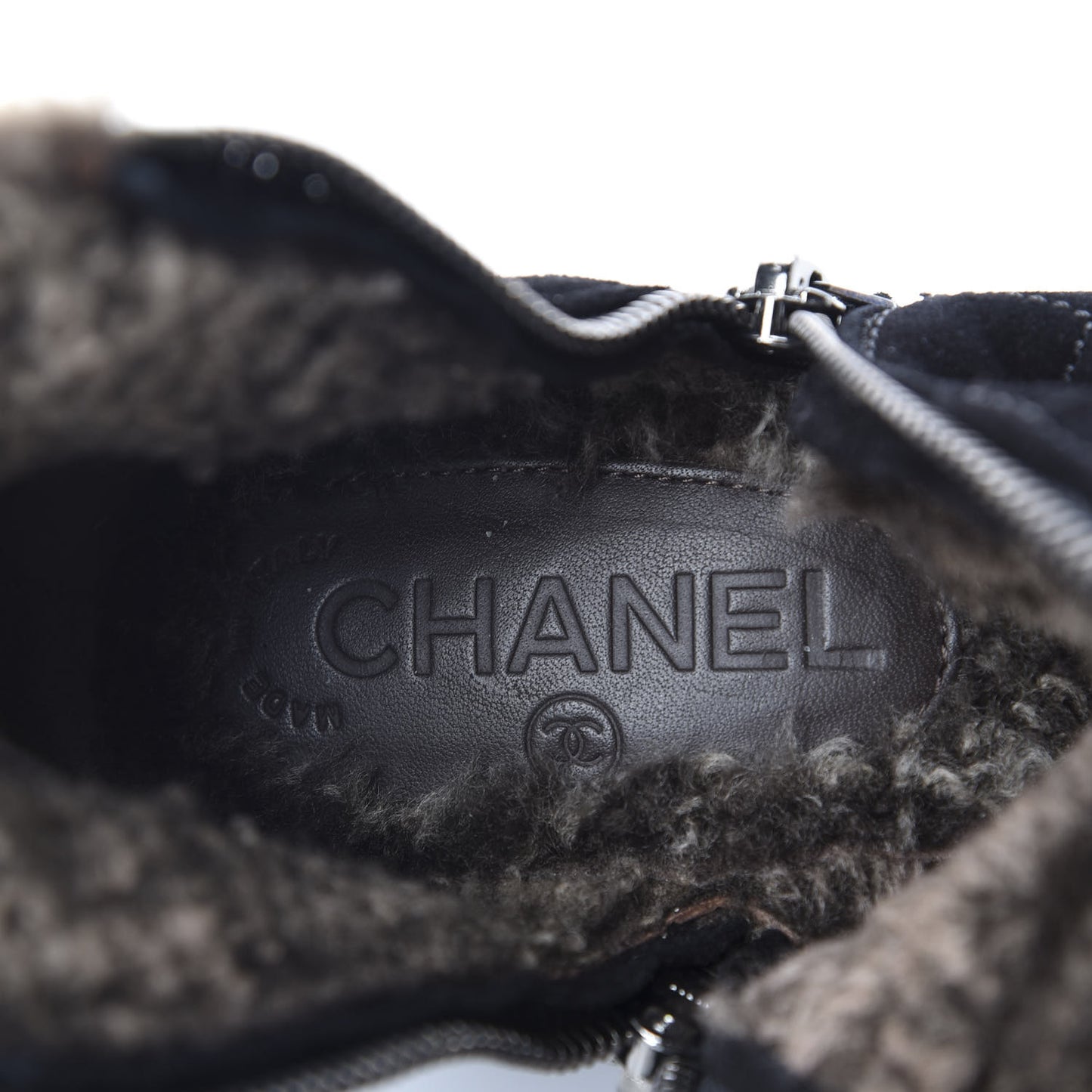 Suede Quilted Shearling Short Boots 36.5 Black