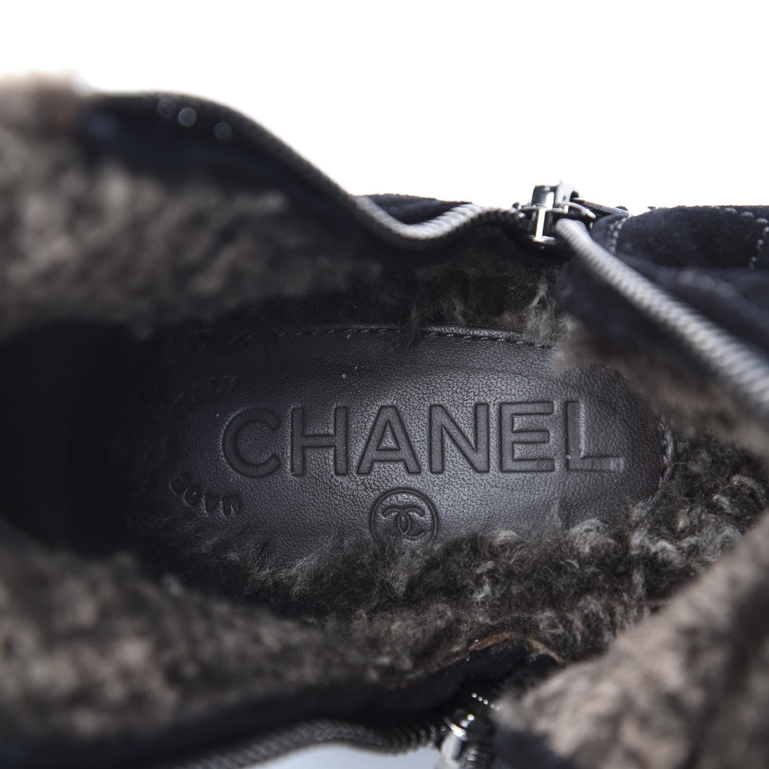 Chanel Suede Quilted Shearling Short Boots 36.5 Black 7 of 9