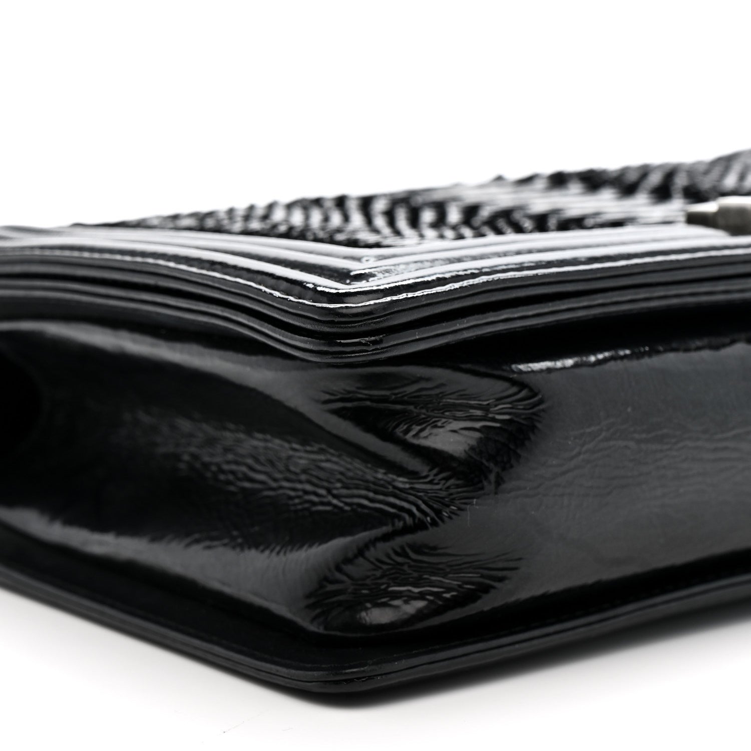 Chanel Patent Calfskin Snakeskin New Medium Boy Flap Black Silver 9 of 13